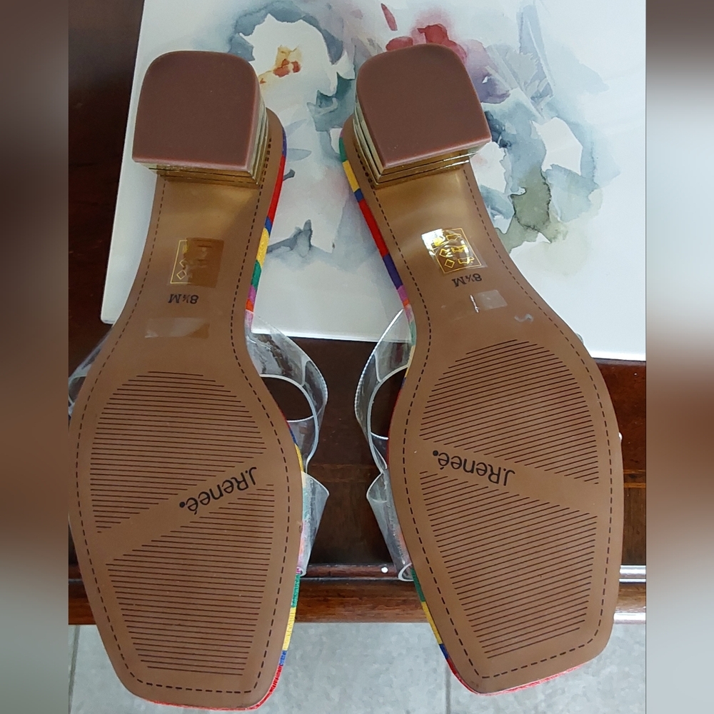 J. Renee Roline Beaded Fish Metallic Square Heel Sandals in size 8.5M‎ (NWOT) - Picture 5 of 6